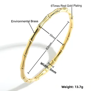 Detailed view of 6 times real gold plated environmental brass bamboo joint bangle for women