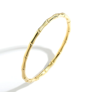 Bamboo Joint Bangle Bracelet For Women Copper Zirconia Inlaid Gold Silver Plated Hip Hop Trendy Personalized Jewelry Fashion Wristband