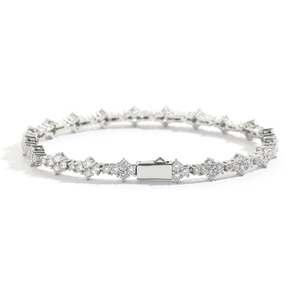 Bracciale tennis hip hop da uomo in argento con maglie a stella e pietre di zircone