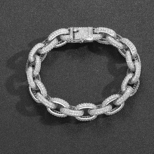 12mm iced out hip hop Cuban chain bracelet for men with micro-paved sparkling zircon stones