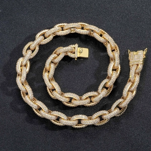 Hip Hop Iced Out Copper Zirconia Cable Chain Necklace For Men Women Personalized Geometric Link Chain Party Jewelry Gift