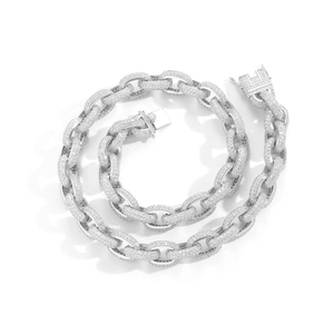 Silver iced out 12mm O-chain necklace for men with sparkling pavé cubic zirconia