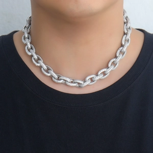 12mm iced out Cuban link chain necklace with micro paved zircon stones for hip hop men