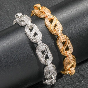 Pulsera tennis hip hop con eslabones infinito y circonitas en oro y plata