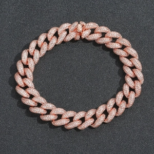 Bracelet Cuban Link Bubble 12mm Hip Hop 4 Rangs Zirconia Micro Pave Cuivre Hommes Femmes Plaqué Or Rose Argent Bijoux Cadeau
