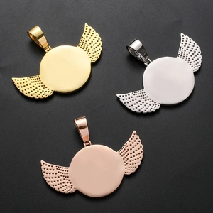 Hip-Hop Engel-Flügel Anhänger in Gold, Silber und Roségold für individuelle Fotos