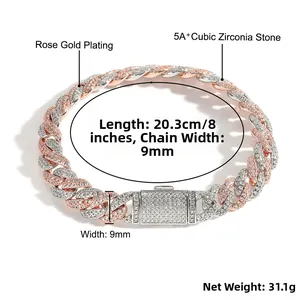 Detail view of 9mm Cuban link chain showing 20.3cm length and 31.1g weight specs