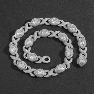Hip Hop Iced Out Infinity Eye 8 Shape Cuban Link Chain Necklace Bracelet Copper Zirconia Jewelry Gold Silver Plated For Men