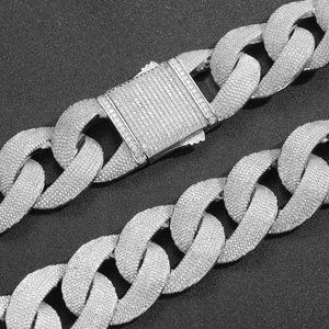 Collier Maille Cubaine Hip Hop Cuivre Zircone Iced Out Chaîne Streetwear Pour Hommes Femmes Bijoux Cadeau