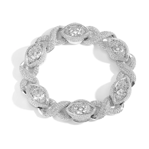 Hip hop 15mm infinity evil eye cuban link bracelet with micro paved cubic zirconia