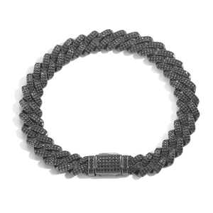 Pulsera cubana de hip hop con circonitas negras y eslabones de 20mm con cierre
