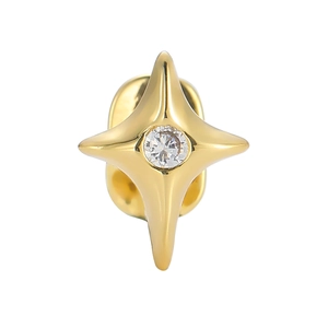 Hip hop gold plated copper four-pointed star grillz teeth with sparkling zircon inlay