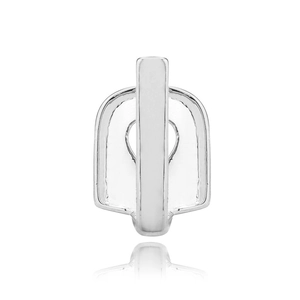 Polished silver single tooth grillz with vertical bar, hip hop punk style accessory