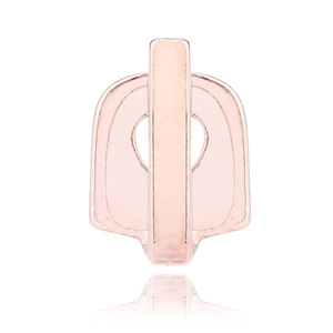 Hip hop rose gold tooth grill single bar accessory with mirror finish on white background