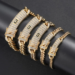 Ανδρικά κολιέ Cuban link από ανοξείδωτο ατσάλι 18k με το γράμμα S και ζιργκόν πέτρες