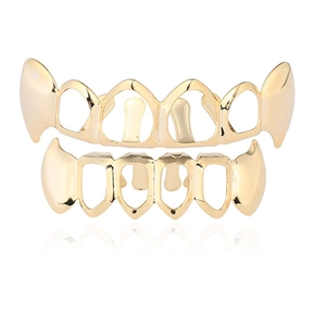 Hip Hop Grillz Vampire Fangs Copper Zirconia Teeth Grills Set For Men Women Halloween Masquerade Party Jewelry Accessory