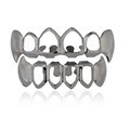 Μεταλλικά δόντια βαμπίρ grillz σε σκούρο ασημί για cosplay και πάρτι μεταμφίεσης
