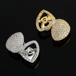 Hip Hop Tooth Grillz Micro Pave Zirconia Cupid Arrow Heart Design Gold Silver Plated Copper Grills For Men Women Fashion Jewelry