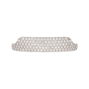 Close-up of hip-hop silver grillz with micro-paved rows of clear cubic zirconia stones