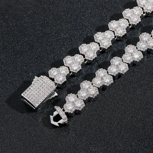 Iced out 10mm silver geometric tennis bracelet with cubic zirconia and spring clasp