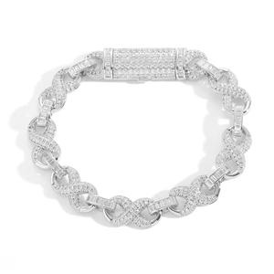 Bracelet cubain Hip Hop 10mm Infinity avec pierres CZ baguette et rondes