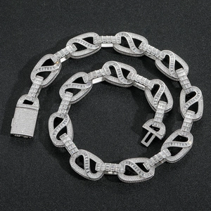 Hiphop Men Copper Micro Inlaid Cubic Zirconia Infinity Link Chain Necklace For Unisex Luxury Street Style Accessories