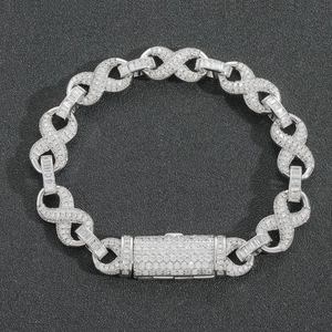 Bracelet luxueux de 10mm avec maillons infinis en argent et pavé de zircons