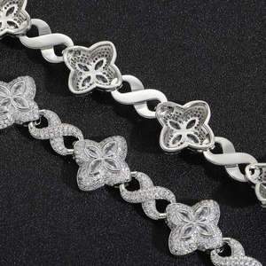 Hip-hop infinity clover necklace with sparkling 5A cubic zirconia for men and women