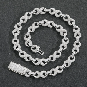 Collier Chaîne Hip Hop Iced Out Infinity Link Pour Hommes Femmes Cuivre Zircone Or Argent Or Rose Plaqué Bijoux Urbains