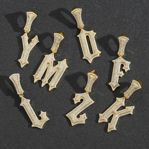 Collana Hip Hop con Pendente Lettera Gotica per Uomo Donna Placcato Oro Argento Rame Zircone Gioielli Regalo