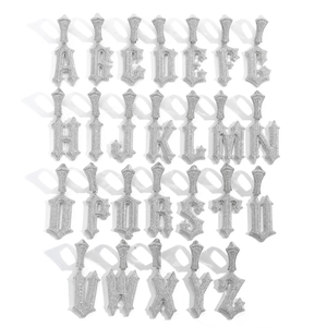 Set di 26 ciondoli hip-hop con lettere gotiche A-Z e zirconi con pavé micro scintillanti