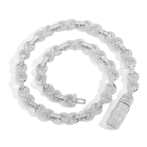 Collier hip hop à maillons infini en argent serti de zircons pour homme et femme
