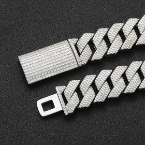 Ασημένιο βραχιόλι κουβανέζικης αλυσίδας 18mm με κυβική ζιρκόνια για άνδρες στυλ hip hop