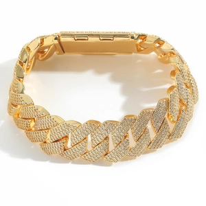 Βραχιόλι cuban link hip hop 18mm επιχρυσωμένο με πυκνή διακόσμηση από ζιργκόν