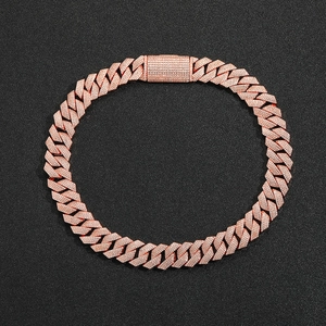 Ανδρικό hip hop κολιέ 18mm rose gold cuban link με επικάλυψη από ζιργκόν