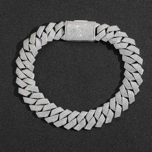 Collier cubain losange de 25 mm avec six rangées de zircons brillants pour hommes hip hop