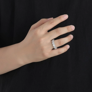 Sparkling silver plated iced out ring with cubic zirconia stones for men and women