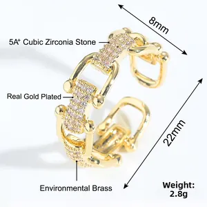 Detail view of U-shaped ring with 5A+ pink cubic zirconia and real gold plating