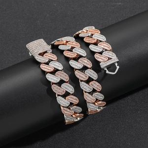 Iced Out Hip Hop Panzerkette Kupfer Zirkonia Gold Silber Plattiert Dicke Streetwear Mode Schmuck Für Herren Damen