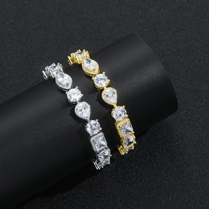 Luxuriöses 10mm Zirkon-Tennisarmband mit Herzsteinen in Silber- und Goldfarben für Damen