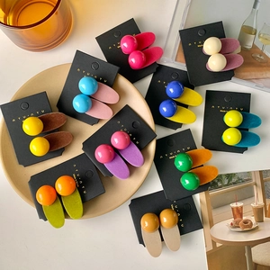 Kids Cute Candy Color Candy Bean Duckbill Clip Handmade Alloy Flocking Hair Accessory For Girls Fashion Bangs Clip