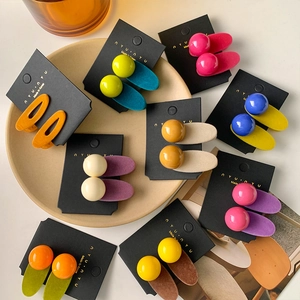Set of colorful matte flocking hair clips in candy colors for women and girls