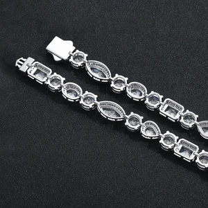 10mm Silberarmband mit Marquise- und Herz-Zirkoniasteinen und sicherem Verschluss
