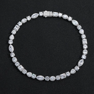 Collier Hip Hop en Cuivre Zirconia Cœur Marquise Mixed Cut Iced Out Chaîne pour Homme Femme Bijoux Tendance