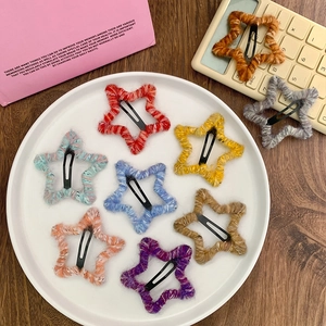 Niedliche Stern Plüsch Haarspangen Bunte Garn Gewebte Pentagramm Haarnadeln Für Damen Mädchen Süße Pony Clips Handgemachte Haaraccessoires