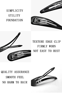 Detailed macro view of black glossy metal teardrop hair clips with durable opening mechanism