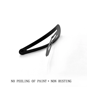 Minimalist black matte metal snap hair clip for women with rust-proof coating