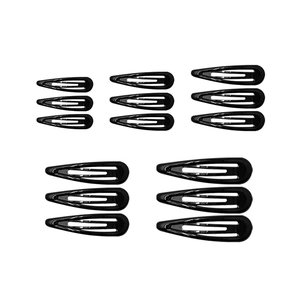 15-piece black drop-shaped hair clips set in five different sizes for women's styling