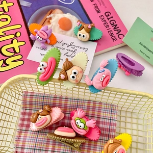 Colorful cartoon sausage clown hair clips in diverse cute monster shapes for girls