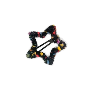 Pince à cheveux étoile colorée enveloppée de laine avec clip BB en métal pour fille